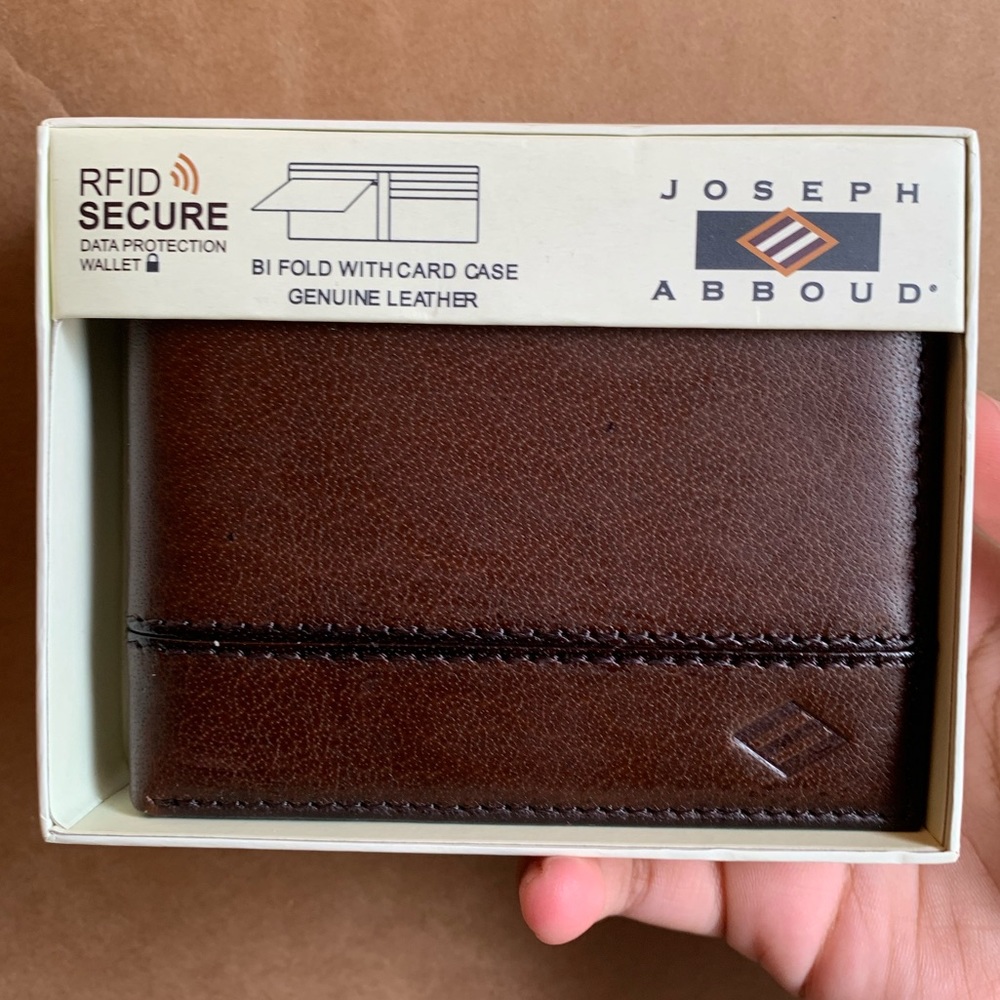 Brown Joseph Abboud Bi Fold Wallet With Card Case Genuine Leather